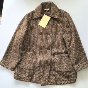 BOYNE VALLEY WEAVERS BROWN/TAN HERRINGBONE WOOL BLEND JACKET SZ 1X IRELAND NWT